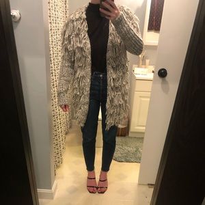 Black and white shaggy cardigan